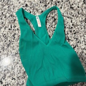 Free People Teal Ribbed Tank Top